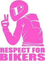Respect for bikers sticker - Auto stickers - Auto accessories - Stickers volwassenen - 11 x 15 cm Roze