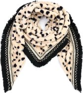 Yoonz - Sjaal Winter / Omslagdoek - Met Gouden Bies - Cheetah Print