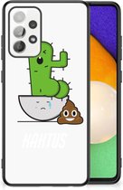 Smartphone Hoesje Geschikt voor Samsung Galaxy A52 | A52s (5G/4G) Beschermhoesje met Zwarte rand Cactus Poo