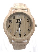 Horloge Houtlook - Kast 36 mm - Quartz - Lichtbruin