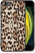 Telefoonhoesje iPhone 7/8/SE 2020/2022 TPU Silicone Hoesje met Zwarte rand Leopard