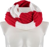 Apollo - Feest snood gebreid - Carnaval snood - Rood-wit - one size - Colsjaal - Carnaval accessoires - Party