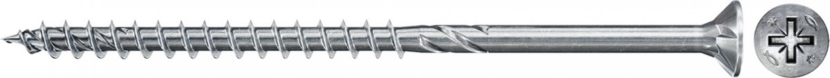 Fischer 670309 spaanplaatschroef Power-Fast II 4,5 x 40 PZ2 - verzonken kop - deeldraad - blauw verzinkt (200st)
