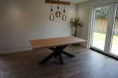 Eikenhouten eettafel | 80x160cm | Matrix mat zwart | rechte rand