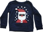 Kinder Kersttrui - Cool Santa - Blauw - Maat 110-116