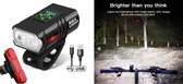 OEM Line Professionele Bi - LED Fiets verlichting set | Fietsverlichting 1000 lumen Sterk Wit licht + Achterlicht Rood | USB Oplaadbaar | IPX5 Waterdicht | Aluminium behuizing | LED Fietslamp Fiets lamp Koplamp Achterlicht | 2 Jaar Garantie