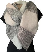 Sjaal - Dikke Kwaliteit - Geblokt - Roze/Grijs - 220 x 50 cm (969611#)