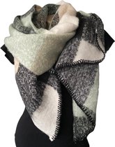 Lange Warme Sjaal - Omslagdoek - Extra Dikke Kwaliteit - Geblokt - Gemêleerd - Groen - Zwart - 190 x 53 cm (96965#)