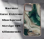 Apple iPhone 13 Mini Hoesje Groen Marmer  Stevige Siliconen TPU Case – iPhone 13 Mini Luxe Xtreme Stevige Back Cover Shockproof telefoon hoesje