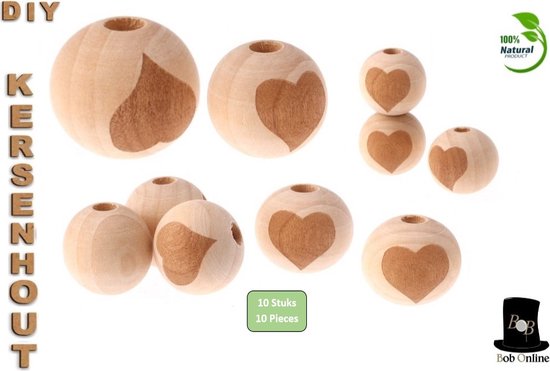 Foto: Bob online 10 stuks 20mm ronde hart laser gegraveerd houten kralen ca 5mm gaatje ronde houten kralen kralen rijgen sieraden houten kralen macram kralen decoratie houten kralen round laser engraved heart cherry wood beads