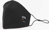Alpha Industries - Label Ripstop Face Mask in zwart - Geïmproviseerd mondkapje - Neusmasker - Elastische en verstelbare banden - 100% puur katoen - Zacht comfort - Logo patch op de zijkant - Kleur Zwart/oranje