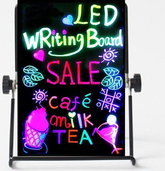 Tableau d'écriture clignotant à LED avec télécommande et support 40 x 60 cm  | bol.com