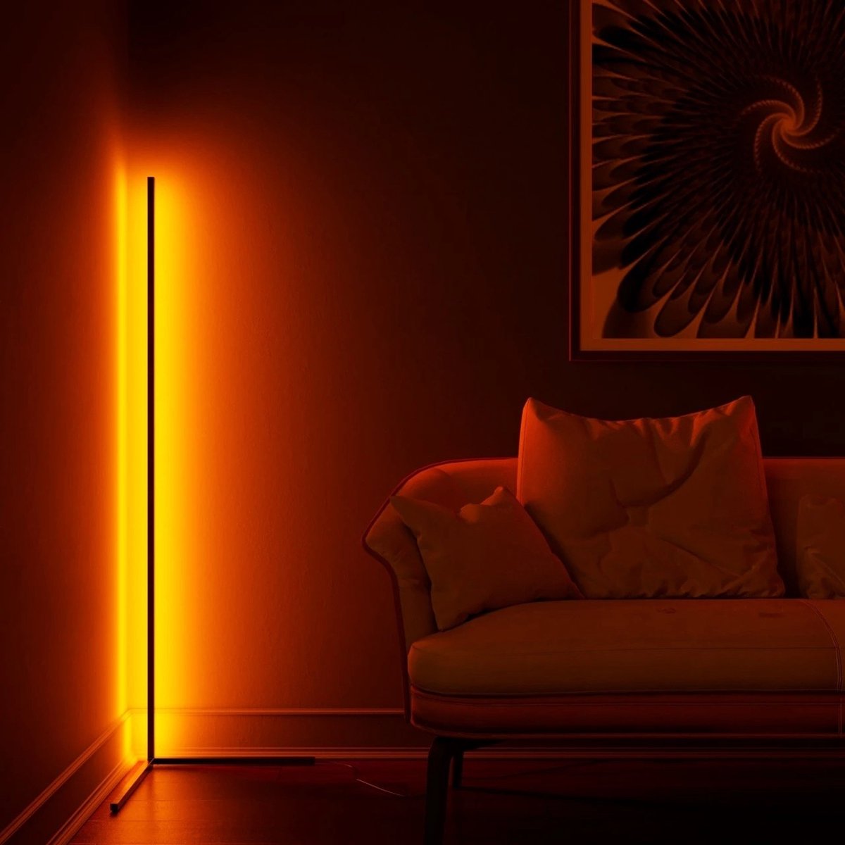 Moderne LED Vloerlamp RGB - App en afstandsbediening - Sfeerverlichting - Hoeklamp - Staanlamp - Led Verlichting Strip - Dimbaar - Voor Woonkamer - Zwart thumbnail 6