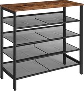 HOOBRO 5-tier schoenenrek, schoen organisator met platte en schuine verstelbare, plank voor 16 paar, duurzaam en stabiel, schoenenrek voor entree, hal, kast, slaapzaal, industriële