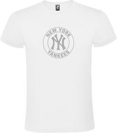 Wit T-shirt ‘New York Yankees’ Zilver Maat XL