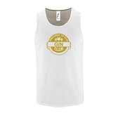 Witte Tanktop sportshirt met "Member of the Gin club" Print Goud Size XXXL