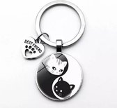 Akyol - Kat sleutelhanger - Kat liefhebber - Poes - Kater - Sleutelhanger - Yin Yang - Cat