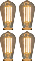 Led Lamp E27 - Edison - 4W (vervangt 40w) - Goud - Vintage - Rustiek - Dimbaar - Retro look - Amber kleurig - Goud kleurig - Extra warm wit licht - 4 Stuks