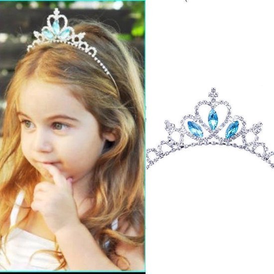 Tiara Prinses - Diadeem blauw - kroon meisje kind vanaf 3 jaar