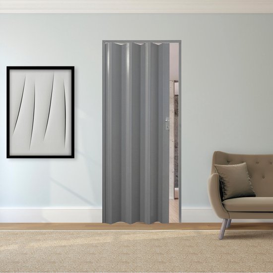 Fortesrl Luciana vouwdeur zonder glas in kleur grijs met slot BxH 88.5x214 cm uitbreidbaar max. tot 120 cm