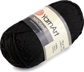 Macramé touw - zwart -  100% polyester - 2 mm x 130 meter - koord om te knopen