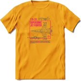 F-18 Vliegtuig T-Shirt | Unisex leger Kleding | Dames - Heren Straaljager shirt | Army F16 | Grappig bouwpakket Cadeau | - Geel - XL