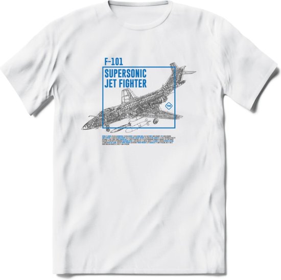 F-101 Vliegtuig T-Shirt | Unisex leger Kleding | Dames - Heren Straaljager shirt | Army F16 | Grappig bouwpakket Cadeau | - Wit - L