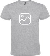Grijs  T shirt met  " Geen foto icon " print Wit size XXL