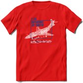 F-101 Vliegtuig T-Shirt | Unisex leger Kleding | Dames - Heren Straaljager shirt | Army F16 | Grappig bouwpakket Cadeau | - Rood - XXL