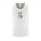 Witte Tanktop sportshirt met "Peace / Vrede teken" Print Zwart Size XL
