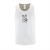 Witte Tanktop sportshirt met "Peace / Vrede teken" Print Zwart Size M