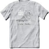 F-22 Vliegtuig T-Shirt | Unisex leger Kleding | Dames - Heren Straaljager shirt | Army F16 | Grappig bouwpakket Cadeau | - Licht Grijs - Gemaleerd - S