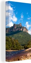 Canvas Schilderij Meer voor het berglandschap van het Nationaal park Canaima in Venezuela - 20x40 cm - Wanddecoratie