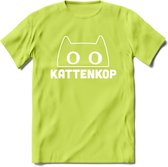 Kattenkop - Katten T-Shirt Kleding Cadeau | Dames - Heren - Unisex | Kat / Dieren shirt | Grappig Verjaardag kado | Tshirt Met Print | - Groen - S