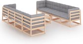 vidaXL 9-delige Loungeset met kussens massief grenenhout