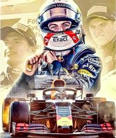 XL HQ Diamond Painting 70x50cm VIERKANT | Max Verstappen| Red Bull racing | Formule 1 -  Volledige Bedekking | racewagen raceauto