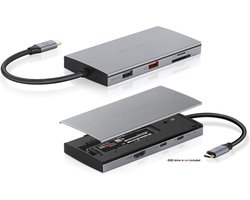 PEPPER JOBS USB C HUB TCH-7M2UD | 7-in-1 USB-C Hub met M.2 NVMe & SATA SSD Slot (tot 4TB) - 4K 60Hz HDMI HDR - 100W PD - USB-A 3.2 (10Gbps) - SD & MicroSD Kaartlezer - Aluminium Multipoort Adapter