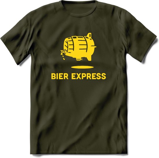 Bier Express T-Shirt | Unisex Kleding | Dames - Heren Feest shirt | Drank | Grappig Verjaardag Cadeau tekst | - Leger Groen - S