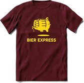 Bier Express T-Shirt | Unisex Kleding | Dames - Heren Feest shirt | Drank | Grappig Verjaardag Cadeau tekst | - Burgundy - XL