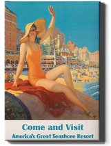 Walljar - America's Great Seashore Resort - Muurdecoratie - Canvas schilderij
