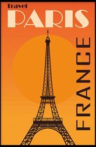 Walljar - Paris Vintage Travel - Muurdecoratie - Poster met lijst
