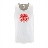 Witte Tanktop sportshirt met "Member of the Vodka club" Print Rood Size XL