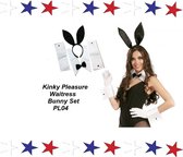 Power Escorts - bunny bediende set - bunny butler set - compleet set - konijnenoren - zwart/wit - carnavalstip - carnaval topper - carnaval