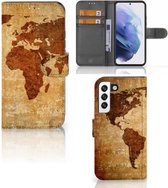 Telefoonhoesje Samsung Galaxy S22 Wallet Bookcase Wereldkaart