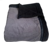 Extra grote handgemaakte woondeken of plaid grijze brede rib 220 x 150 cm