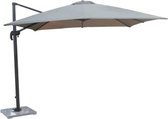 Vierkante off-center parasol 3x3M met roterende voet in grijze kleur