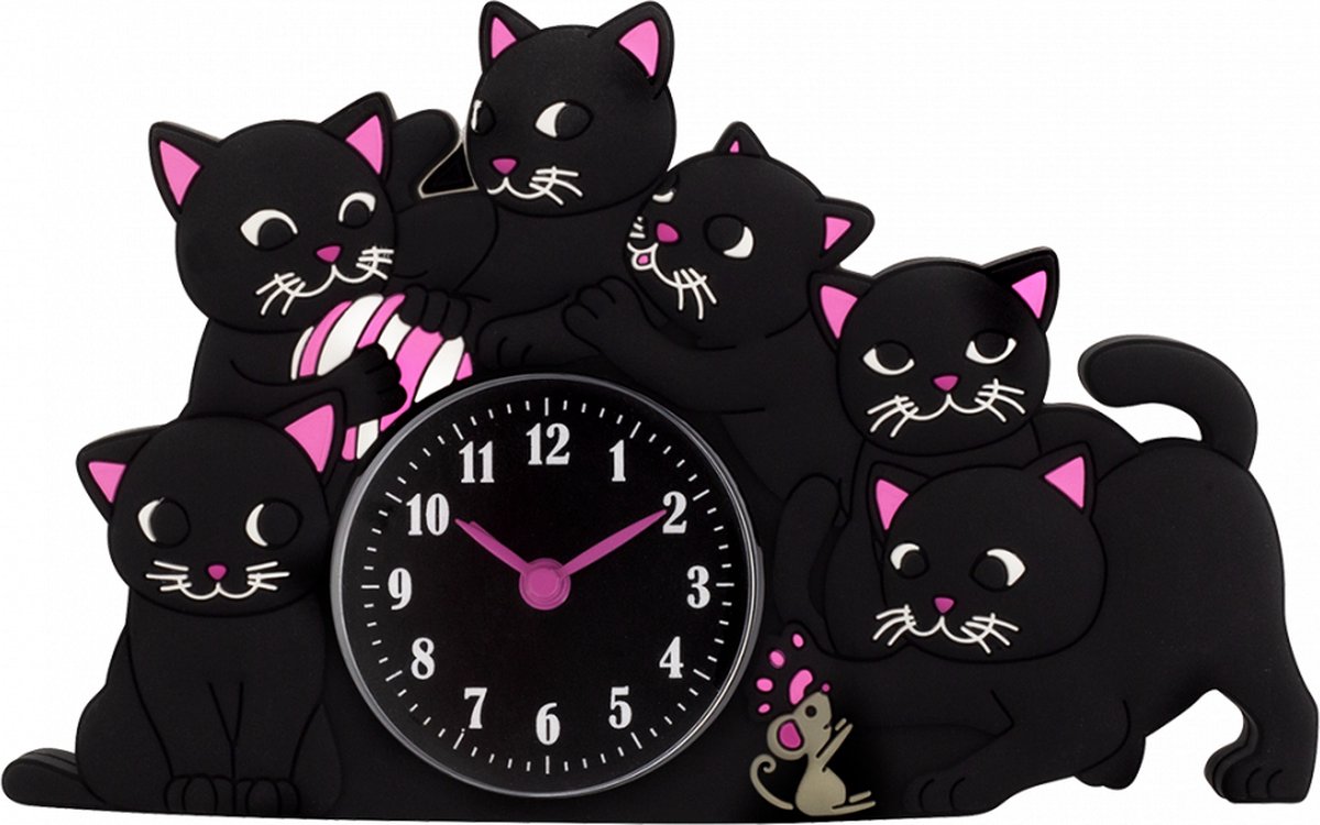 stimuleren licentie geschenk Funny Cats wekker / katten klok - handzaam - zwart - alarm - plastic /  siliconen - 14... | bol.com