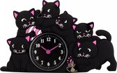 Funny Cats wekker / katten klok - handzaam - zwart - alarm - plastic / siliconen - 14 x 2 cm
