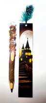 Braembles® - Toverstaf  - Pen -met - Boekenlegger - Kasteel - en Magische Glitters en Schelpjes Parelmoer - Harry Potter - Pennen - Etui - Sinterklaas - Balpen -