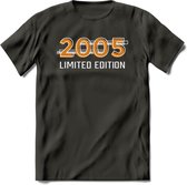 2005 Limited Edition T-Shirt | Goud - Zilver | Grappig Verjaardag en Feest Cadeau Shirt | Dames - Heren - Unisex | Tshirt Kleding Kado | - Donker Grijs - 3XL